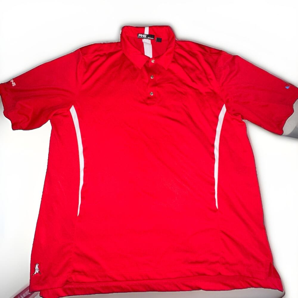 Ping Men’s Short Sleeve Polo Shirt Extra Large (XL) Red Golf